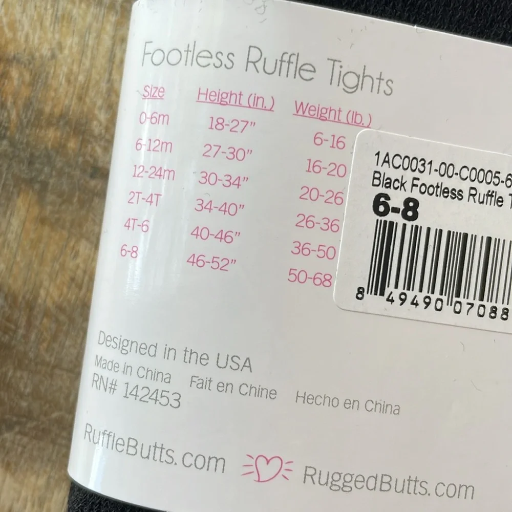 Ruffle Butts Footless Ruffle Tights in Black, White & Navy